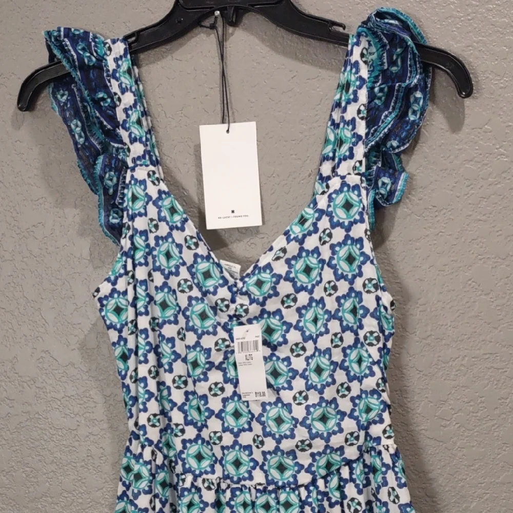 LUCKY BRAND Floral Blue and White Sleeveless Dress - Picture 3 of 17
